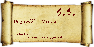 Orgován Vince névjegykártya