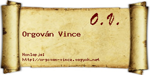 Orgován Vince névjegykártya